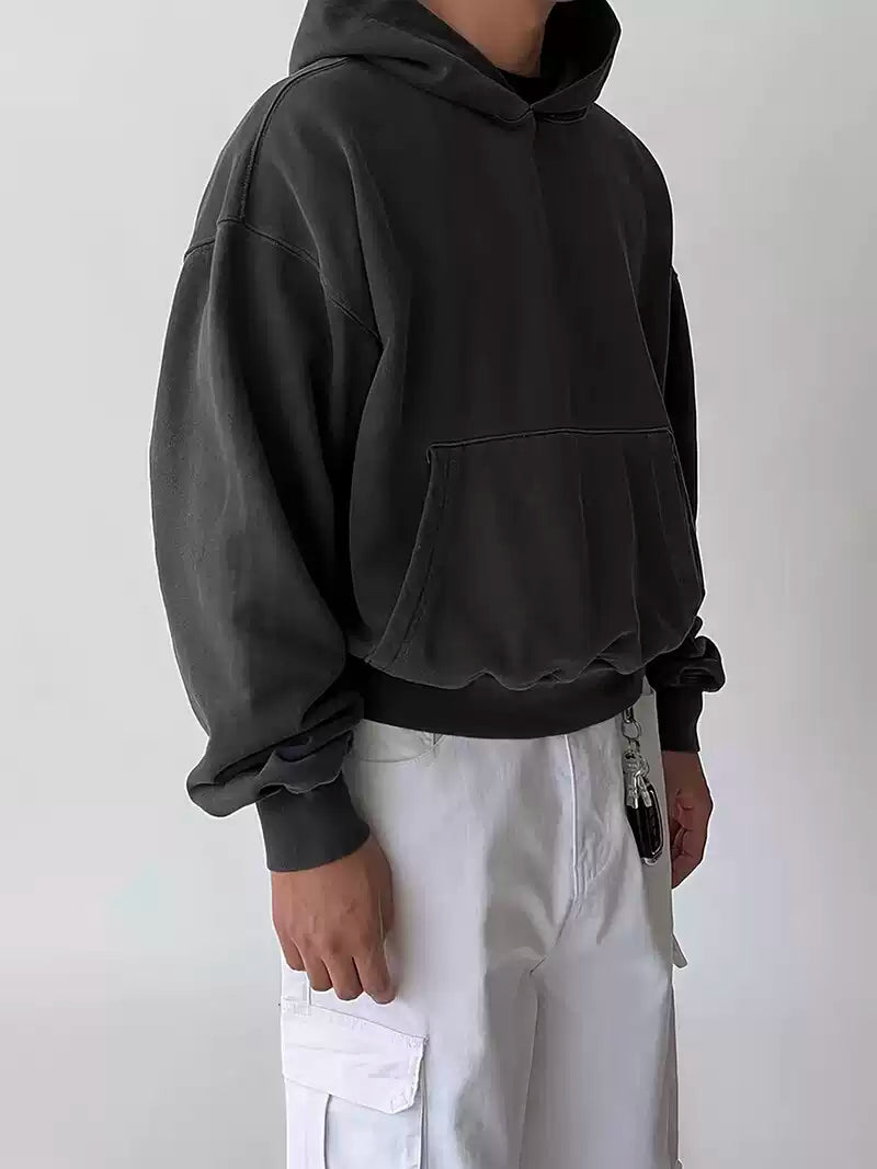 Unisex Heavyweight Boxy Hoodie – Short Fit Solid Color Streetwear Pullover