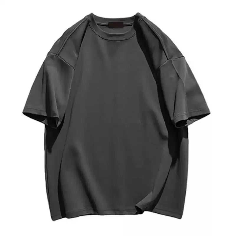 Men’s Heavyweight Vintage Dark Gray T-Shirt – Pure Cotton Streetwear Loose Fit Tee