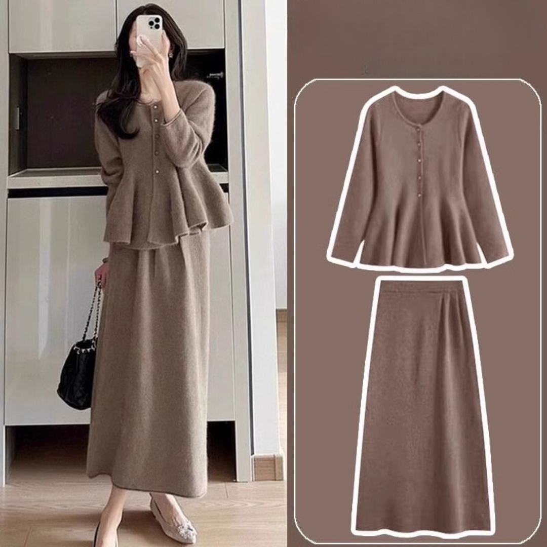 Petite Two-Piece Knit Sweater & Skirt Set