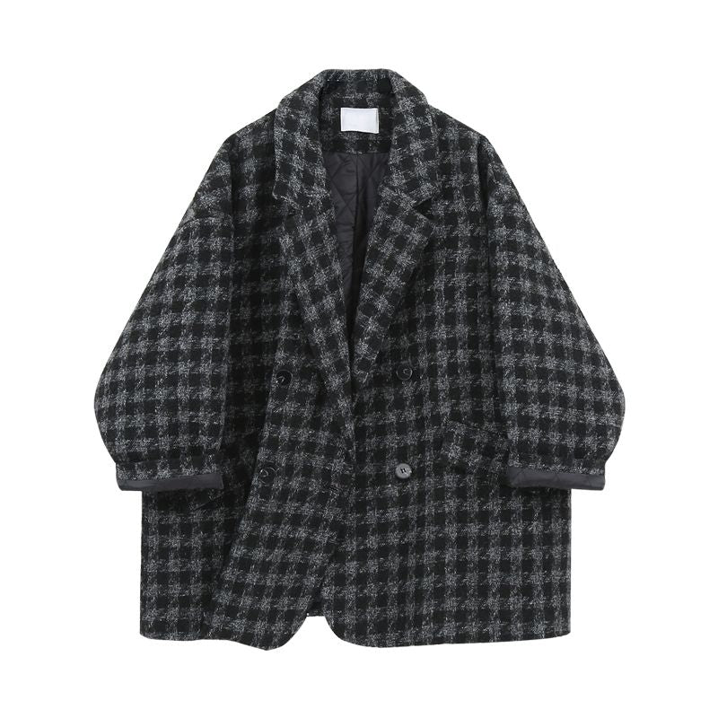 Checkered pattern black-white-Gray thick blazers