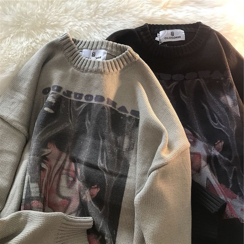 light-brown &  White knitted-sweater