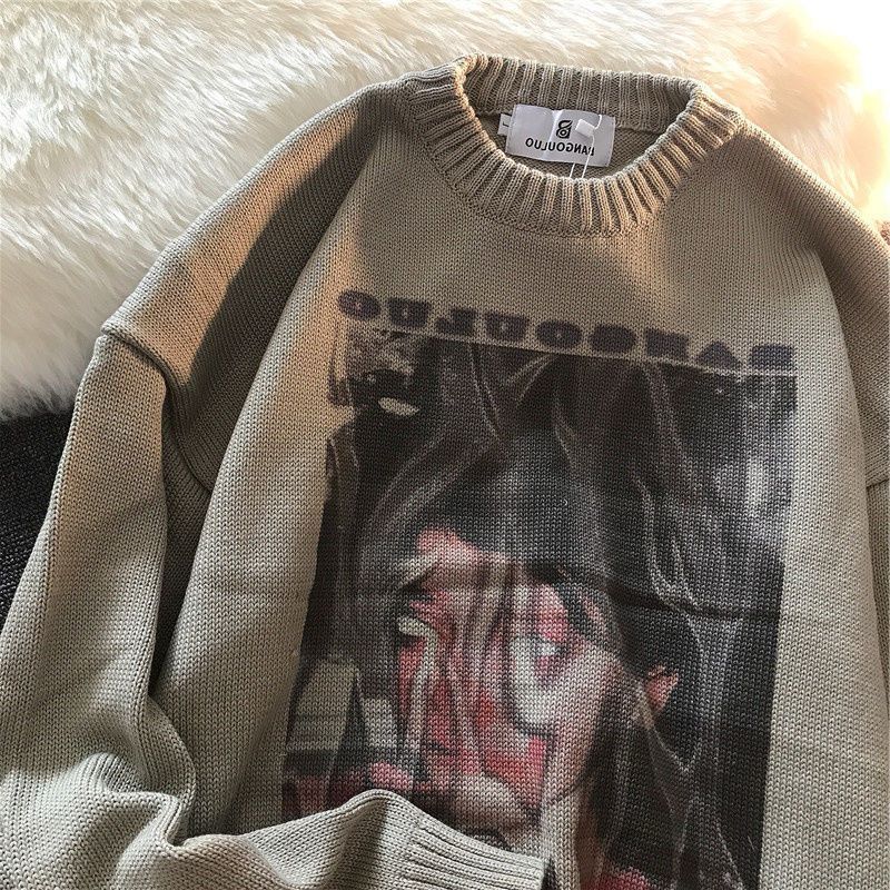 light-brown &  White knitted-sweater
