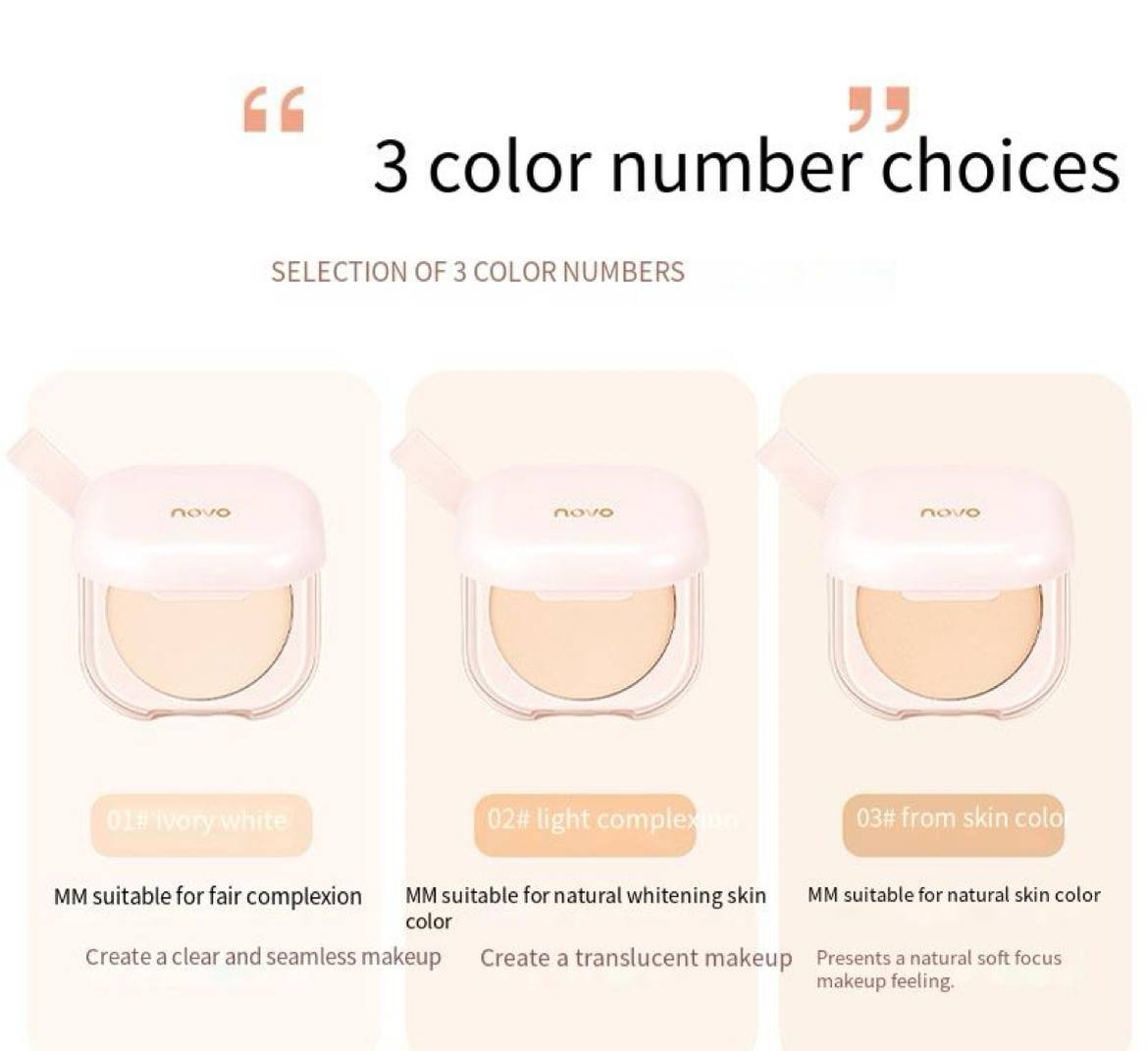 Novo Setting Powder: Oil-Control, Long-Lasting, Waterproof Perfection for All Skin Types – Ideal for Mixed Oily Skin. A Must-Have Touch-up Solution for ladies